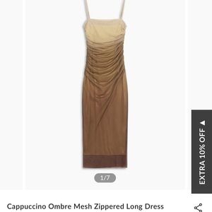 Ombré mesh zippered long dress